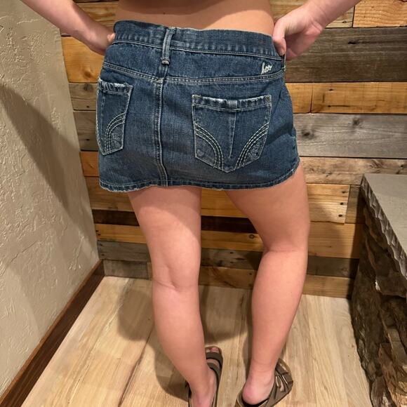Hollister Y2K Retro 2000's Micro Mini Vintage Denim Skirt 7 Skater Fairy Grunge - Picture 5 of 16
